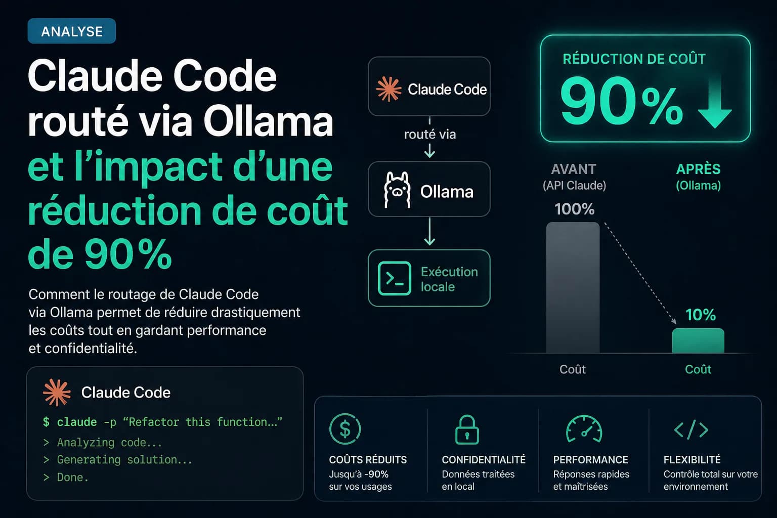 Analyse : Claude Code routé via Ollama et l’impact d’une réduction de coût de 90%