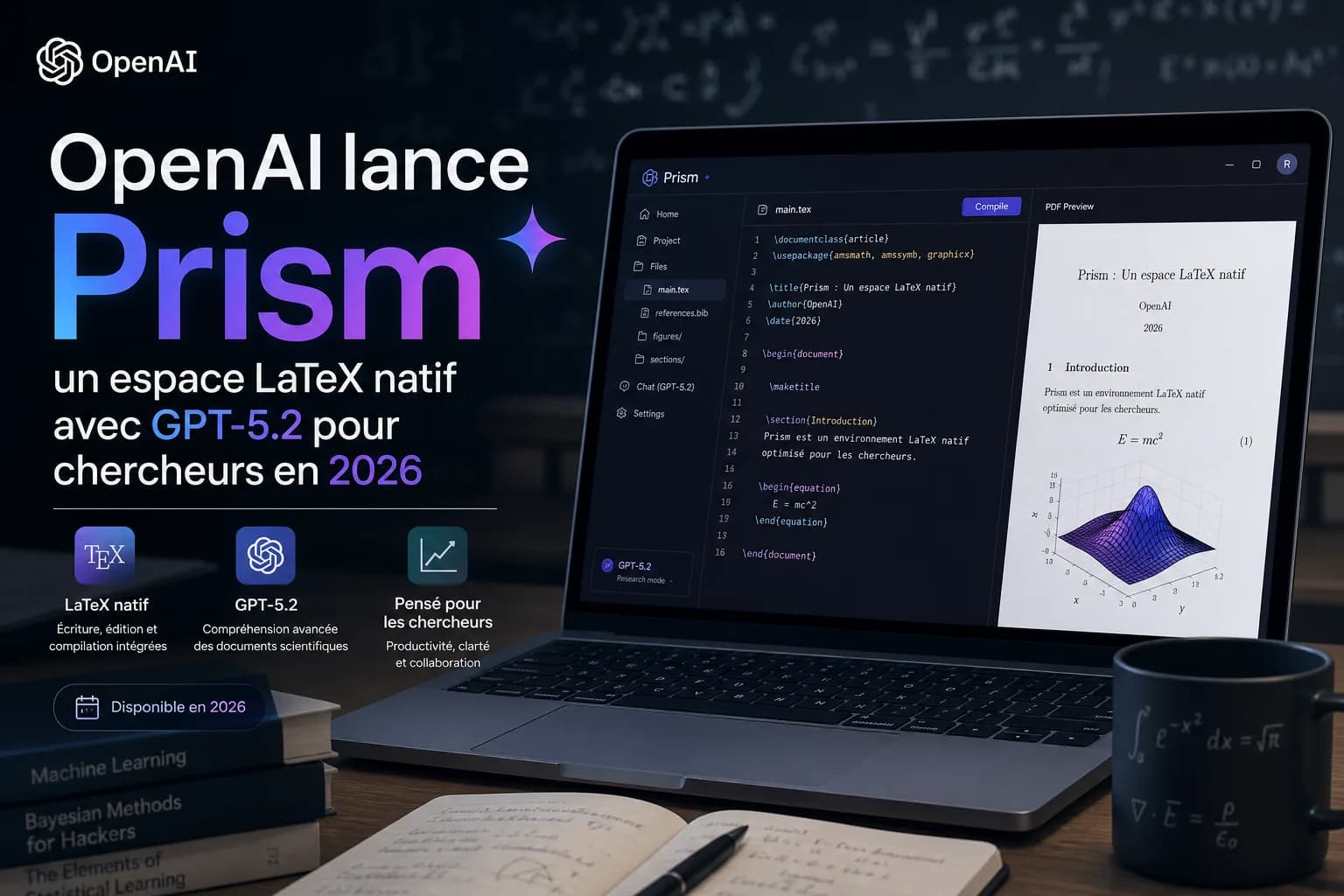 OpenAI lance Prism : un espace LaTeX natif avec GPT-5.2 pour chercheurs en 2026